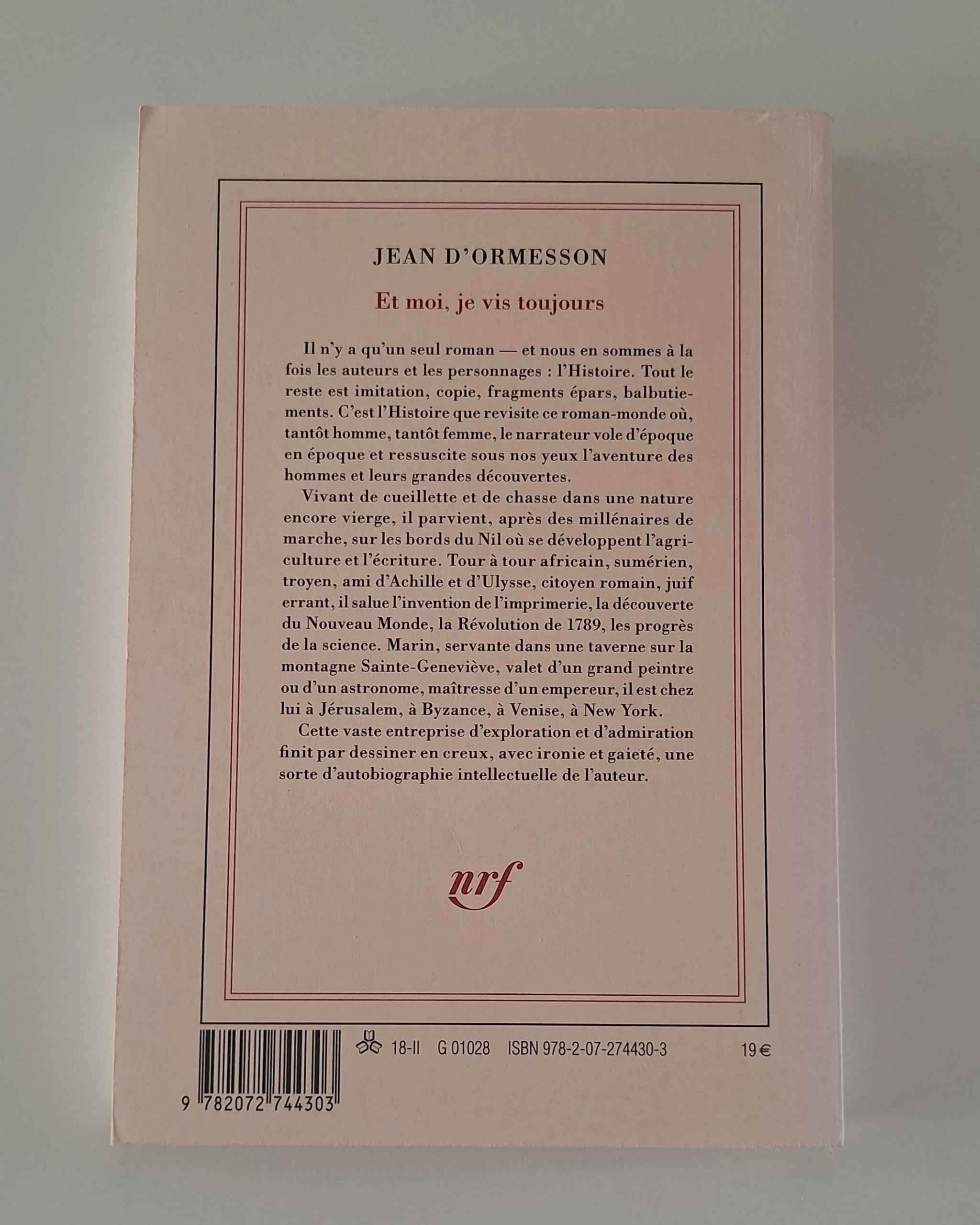 Jean d'Ormesson - Et moi, je vis toujours - Couverture arrière